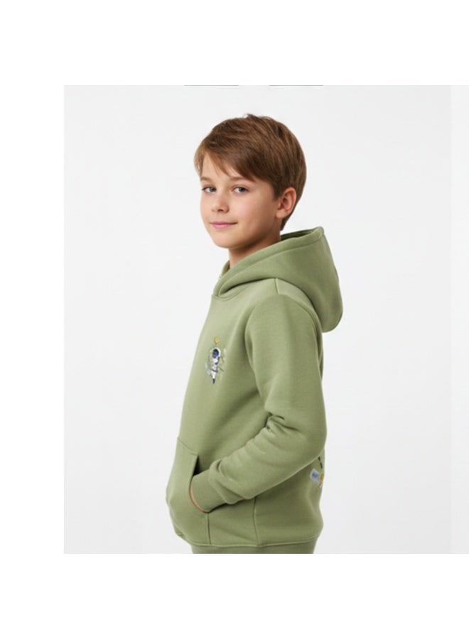 سيزار هودي أولادي ميلتون شتوي مزود بطباعات علي الصدر والضهر - Image 3